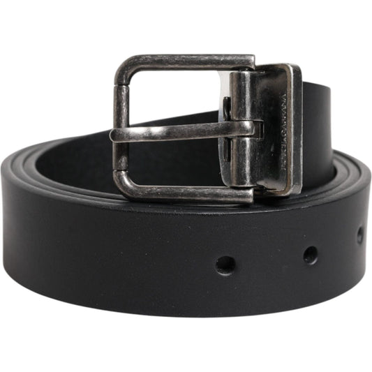 Dolce & Gabbana Black Classic Leather Metal Buckle Belt