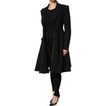 Les Hommes Black Polyester Single Breasted Trench Coat Jacket JKT41302-40