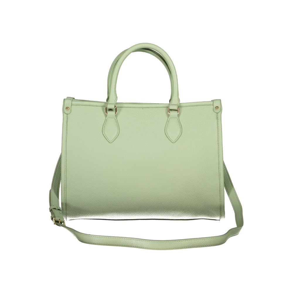 Mario Valentino Green Polyethylene Handbag with adjustable strap and internal pocket, featuring logo and protective feet.