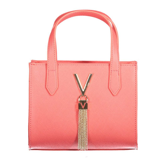 Mario Valentino Pink Polyethylene Women Handbag with double handles and tassel detail, showcasing vibrant sustainable luxury.