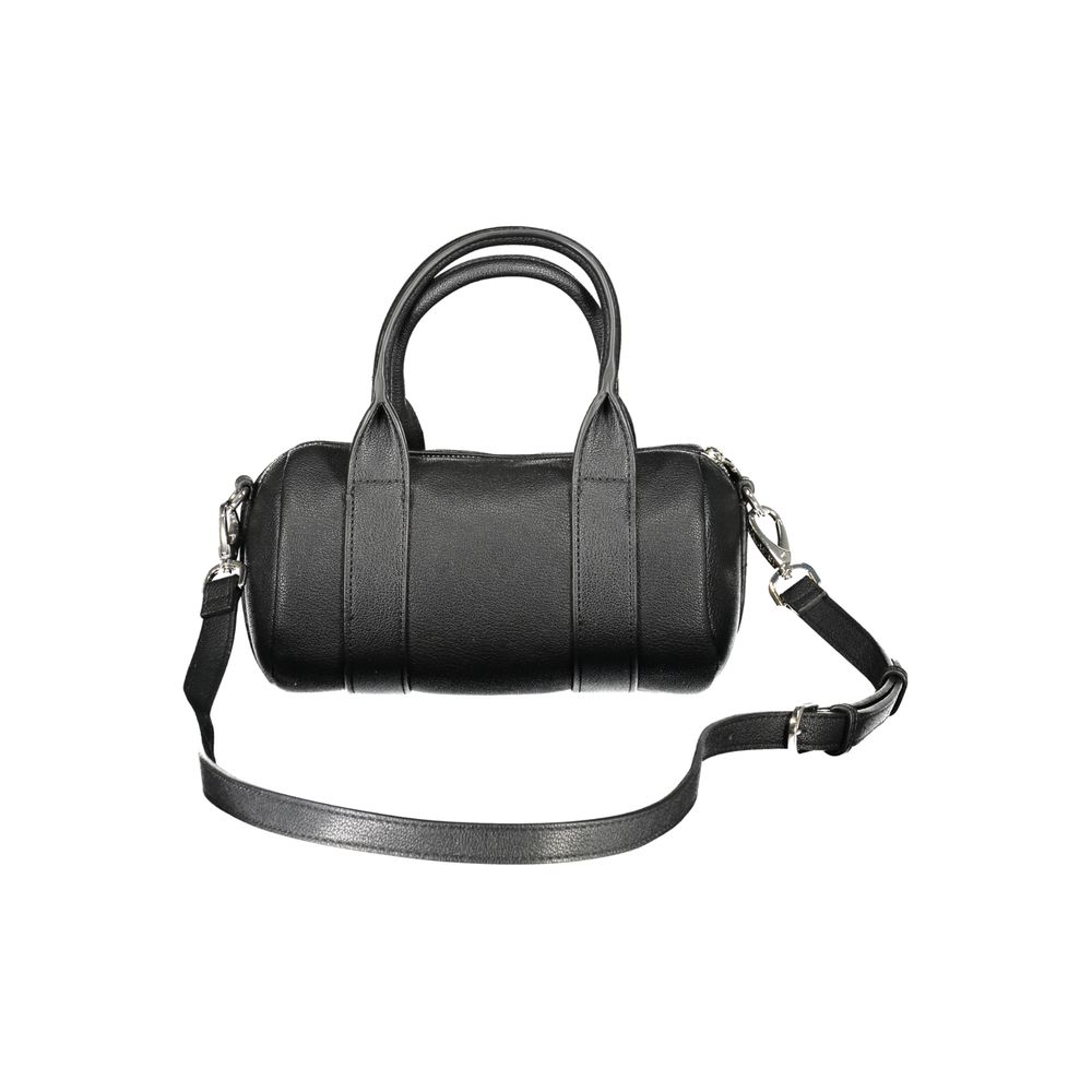 Mario Valentino Black Polyethylene Handbag with handles, adjustable straps, internal pockets, and zip closure.