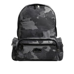 Dolce & Gabbana Gray Cotton Camouflage Logo Plaque Backpack Bag BAG4631