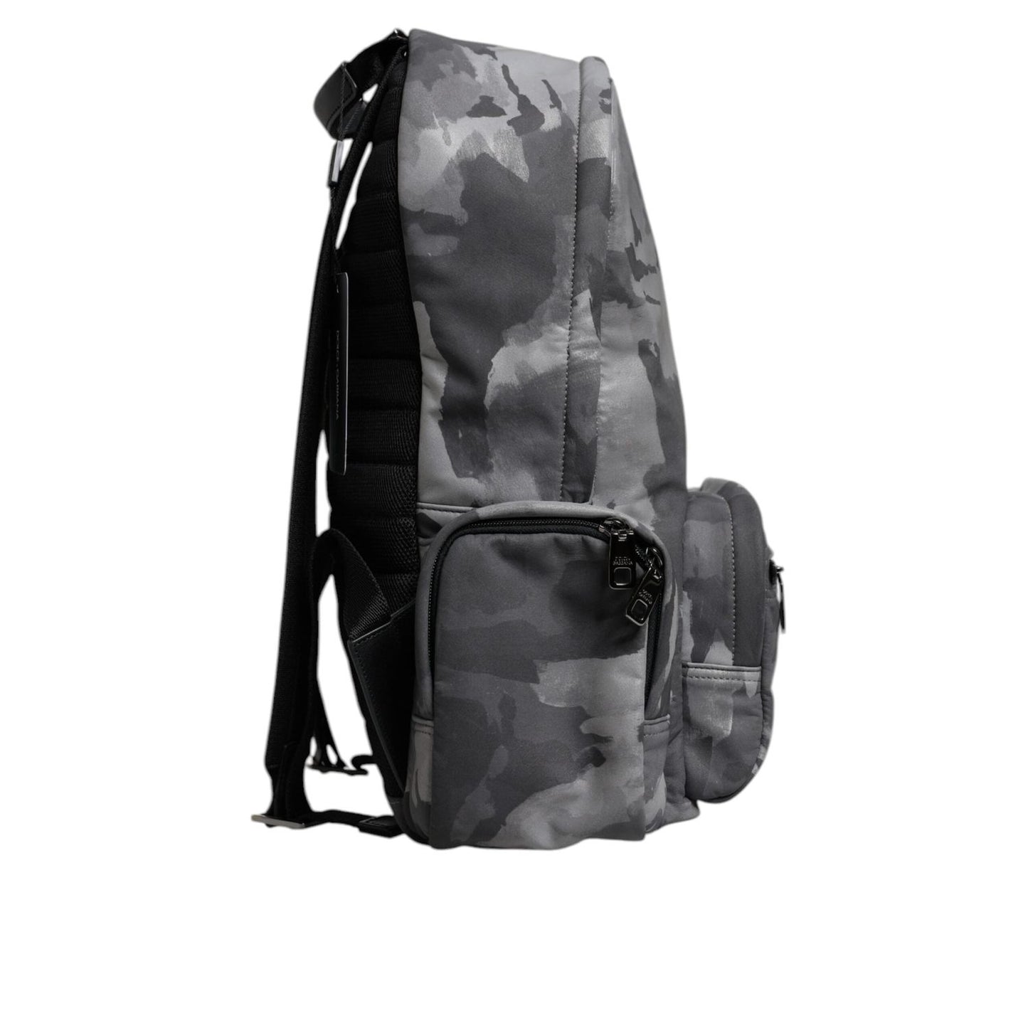 Dolce & Gabbana Gray Cotton Camouflage Logo Plaque Backpack Bag BAG4631