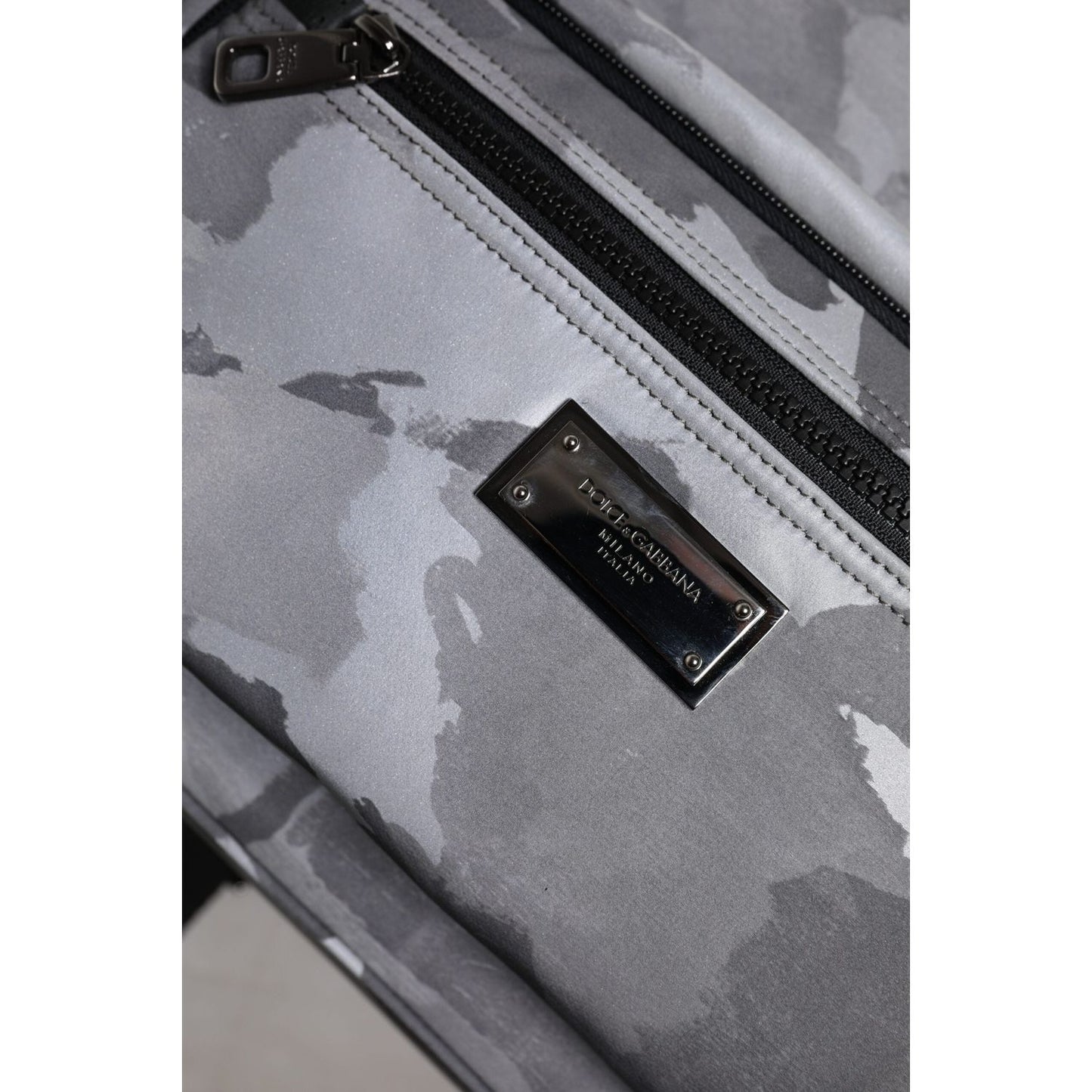 Dolce & Gabbana Gray Cotton Camouflage Logo Plaque Backpack Bag BAG4631