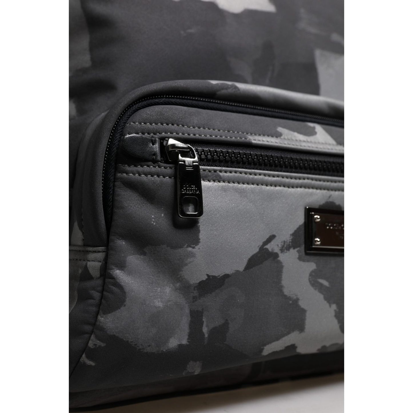 Dolce & Gabbana Gray Cotton Camouflage Logo Plaque Backpack Bag BAG4631