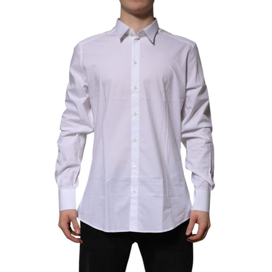 Dolce & Gabbana White Cotton GOLD Long Sleeves Formal Shirt