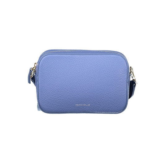 Coccinelle Light Blue Leather Women Handbag with adjustable strap and zip closure, adding elegance and functionality to any outfit.