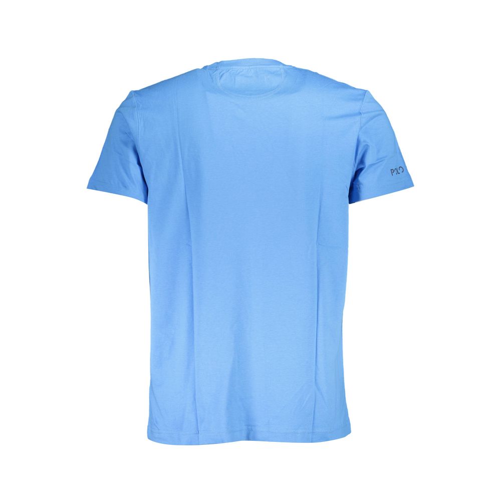 Back view of La Martina Blue Cotton Men T-Shirt with regular fit and short sleeves.
