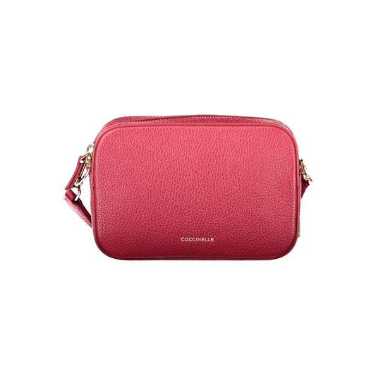 Coccinelle Red Leather Women Handbag with adjustable strap and zip closure, showcasing elegance and sophistication in striking red.