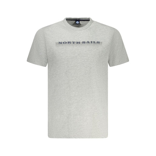 North Sails Brown Cotton Men T-Shirt with logo print, short sleeves, crew neck, designed for comfort and style, made in Egypt