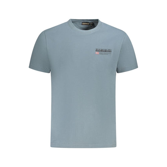 Napapijri Brown Cotton Men T-Shirt with crew neck and bold logo print. Made from 100% organic cotton for comfort and sustainability.