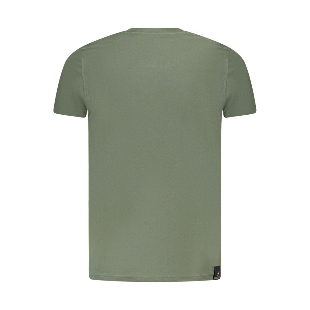 Back view of Accademia Militare Green Cotton T-Shirt with crew neck and logo print, short sleeve design for academy enthusiasts.