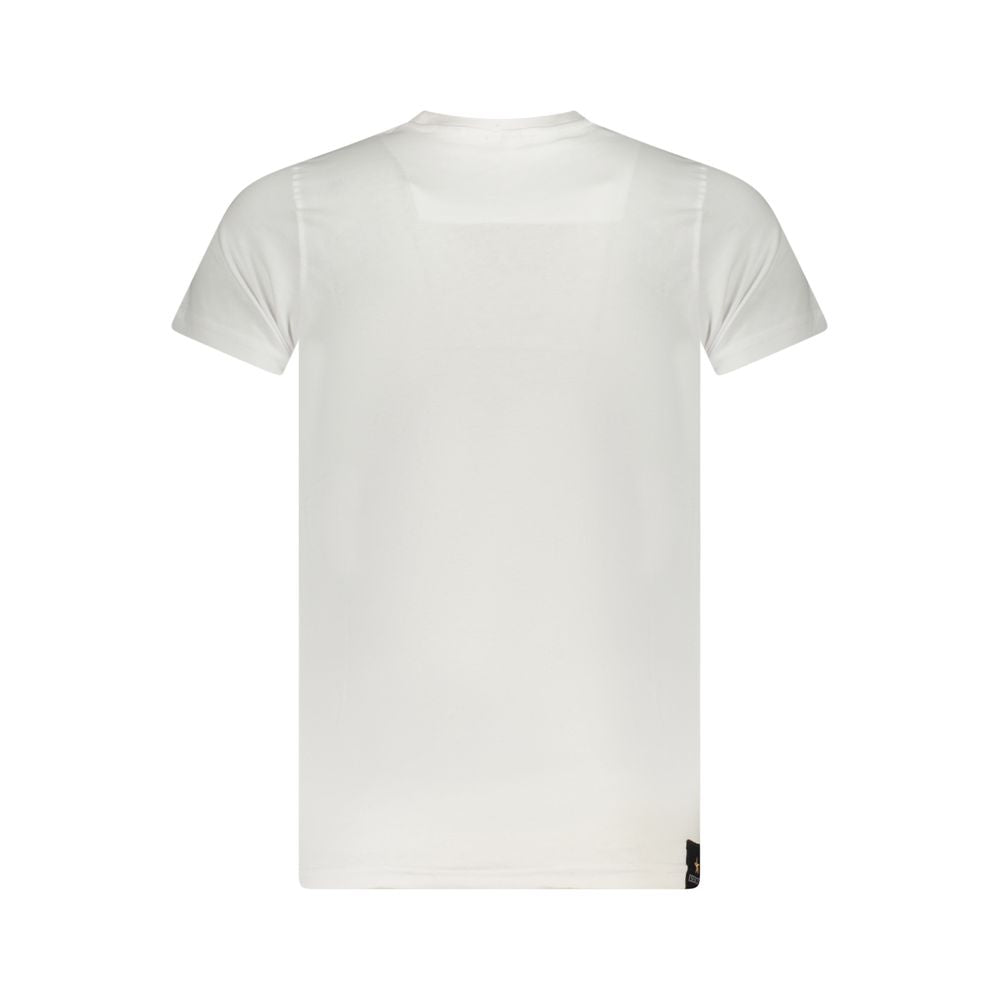 Accademia Militare White Cotton T-Shirt with short sleeves, crew neck, and printed logo, rear view.