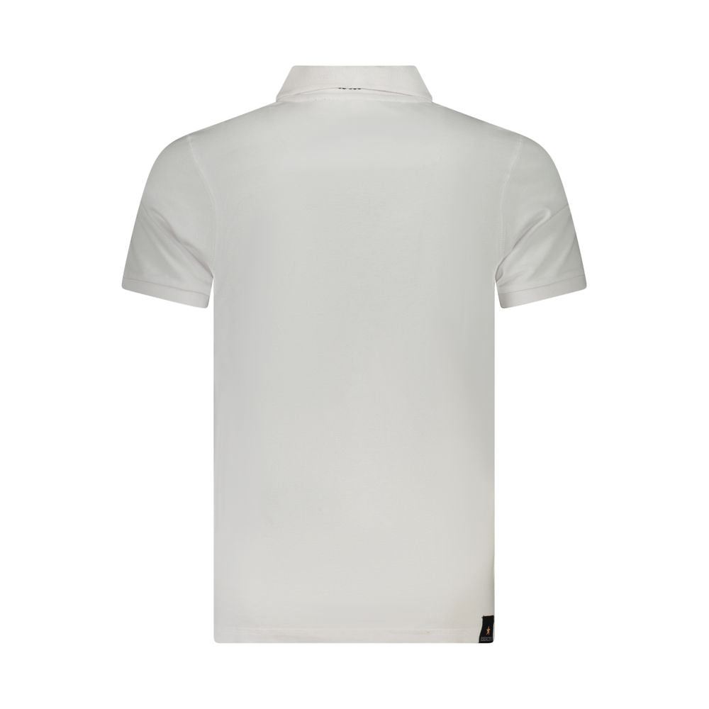 Accademia Militare White Cotton Polo Shirt, short sleeve, eagle logo, 3 buttons, back view.