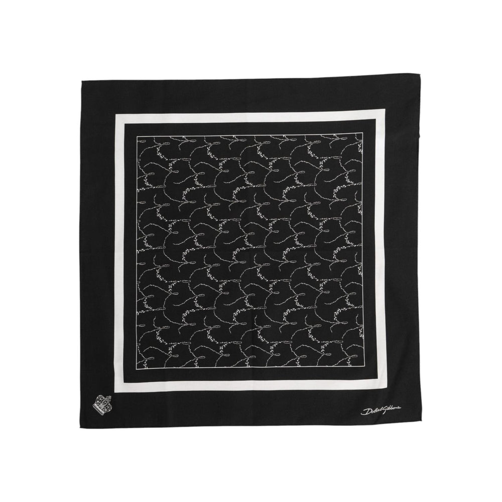 Dolce & Gabbana Black White Printed Square Foulard Scarf