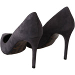Dolce & Gabbana Gray Suede Leather Stiletto Shoes Heels LA5980-40.5