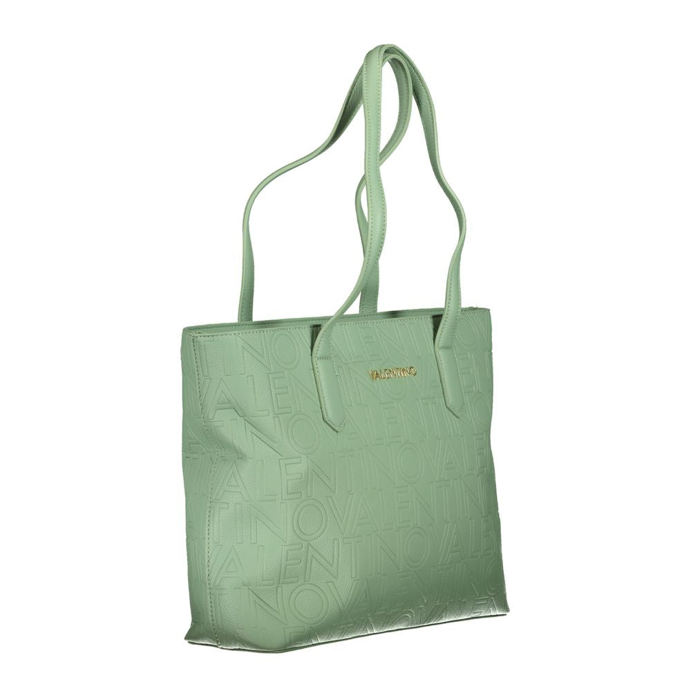 Mario Valentino Green Polyethylene Handbag with two handles, internal pockets, and zip closure with contrasting details.
