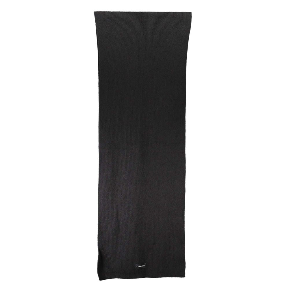 Calvin Klein Black Cotton Scarf with embroidery and logo, measuring 30x192 cm