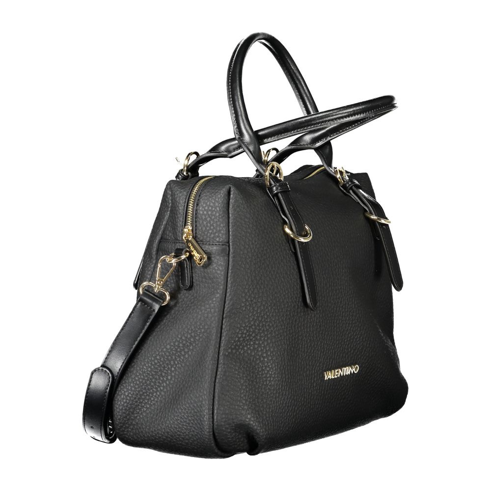 Mario Valentino Black Polyethylene Handbag with adjustable handles, shoulder strap, internal pocket, and contrasting details.