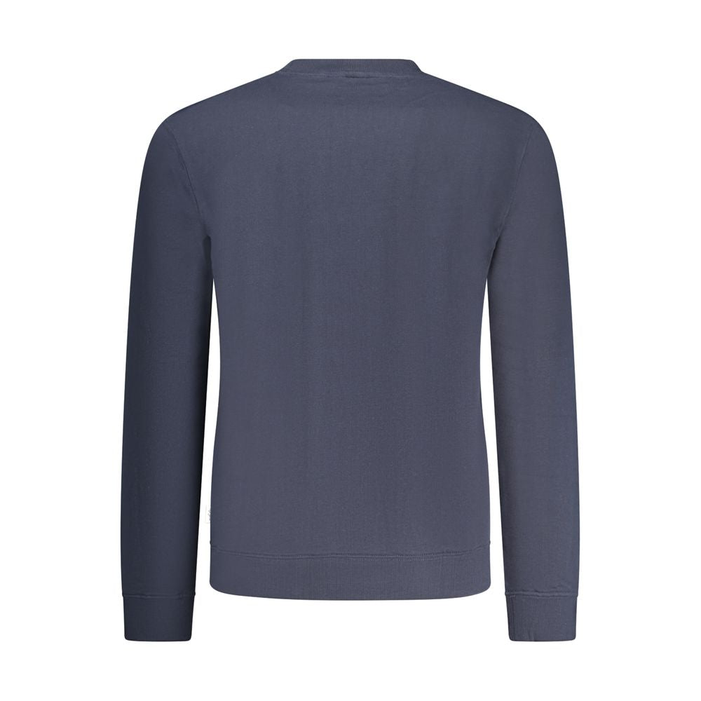 Back view of Pepe Jeans Blue Cotton Men Sweater with crew neck and long sleeves, showcasing casual sophistication and iconic flair.
