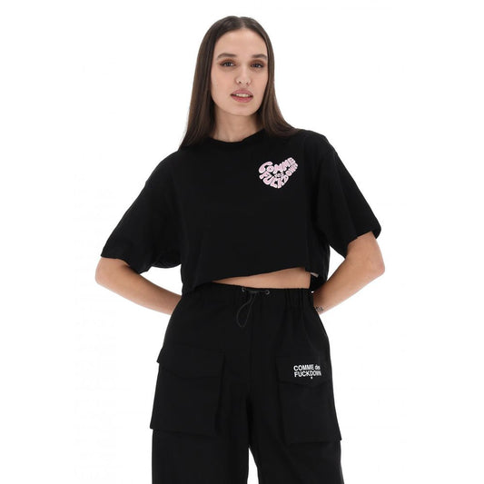 Comme Des Fuckdown Black Cotton Women T-Shirt