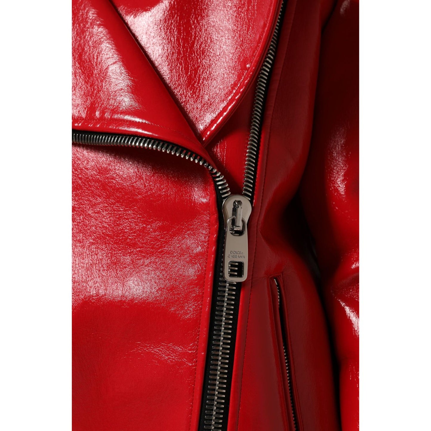 Dolce & Gabbana Red Lambskin Full Zipper Jacket