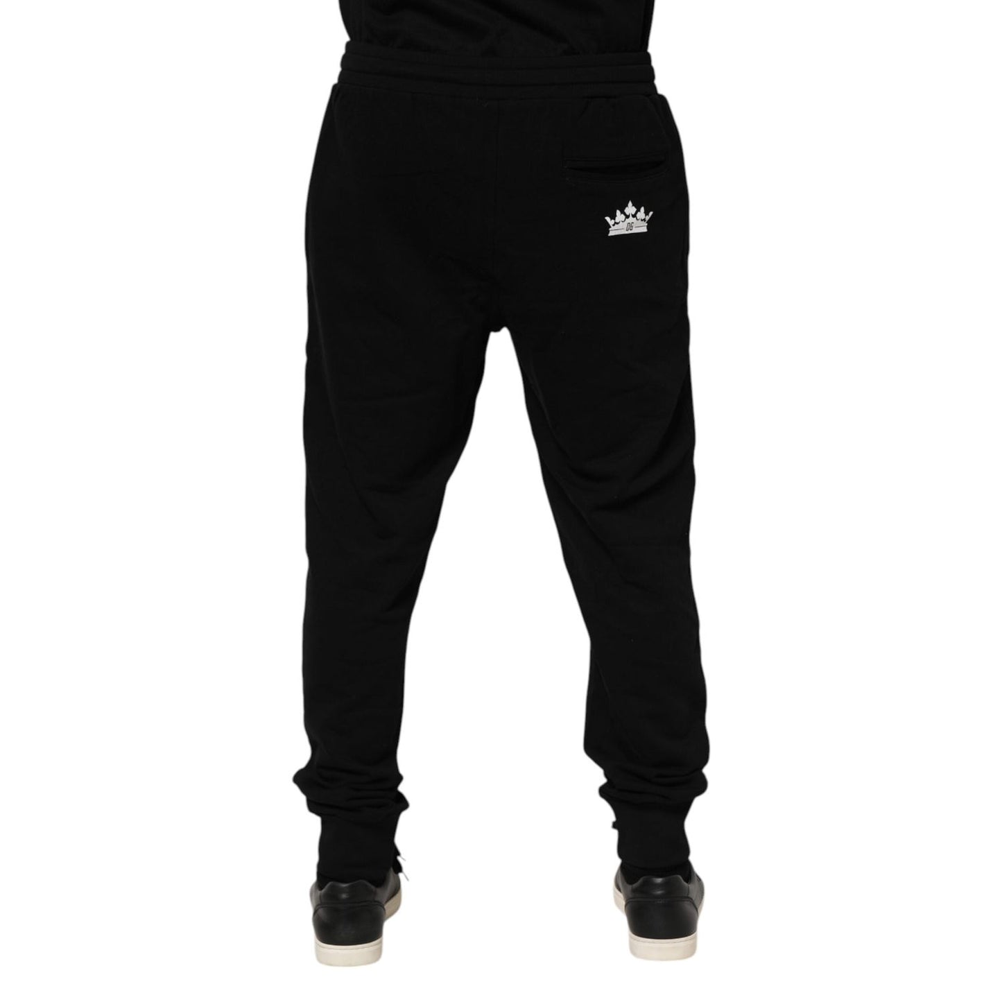 Dolce & Gabbana Black Cotton Crown Jogger Sweatpants Pants