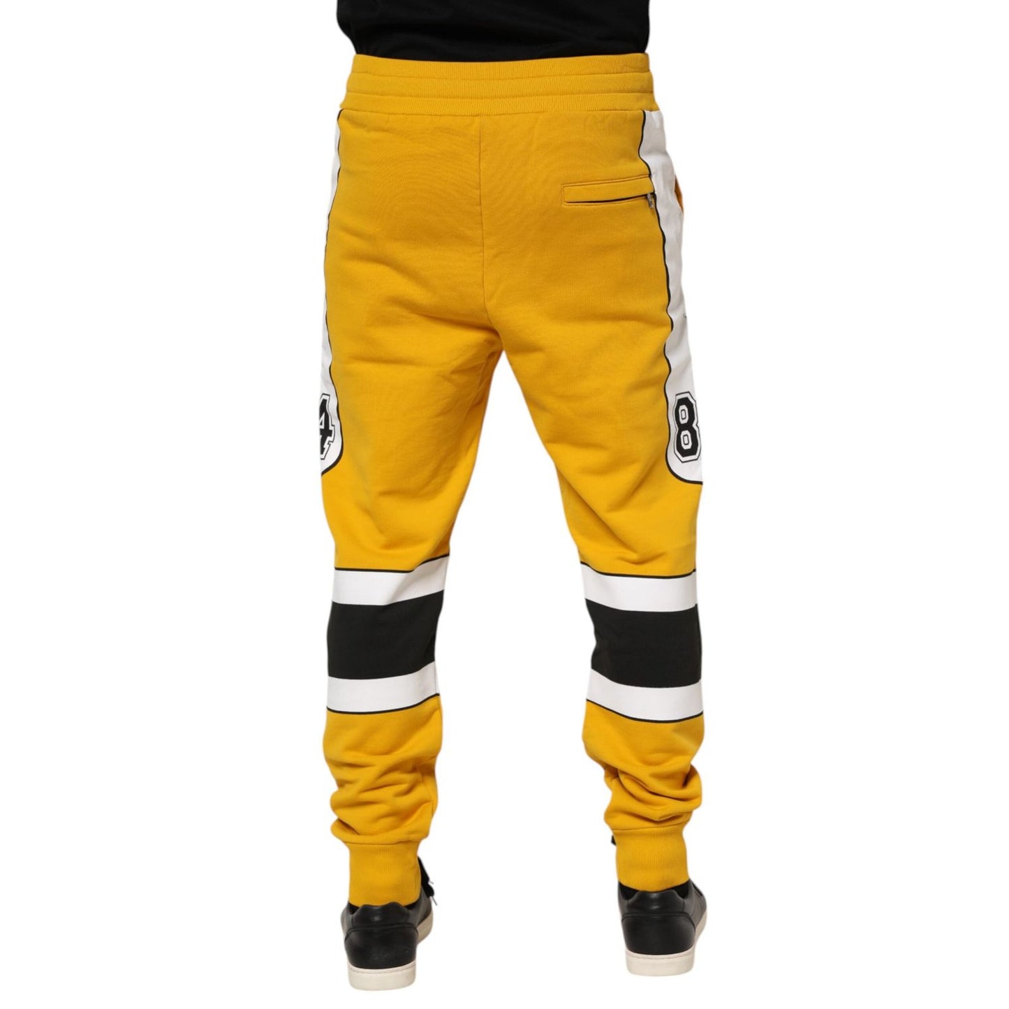 Dolce & Gabbana Yellow Print Cotton Drawstring Jogger Pants