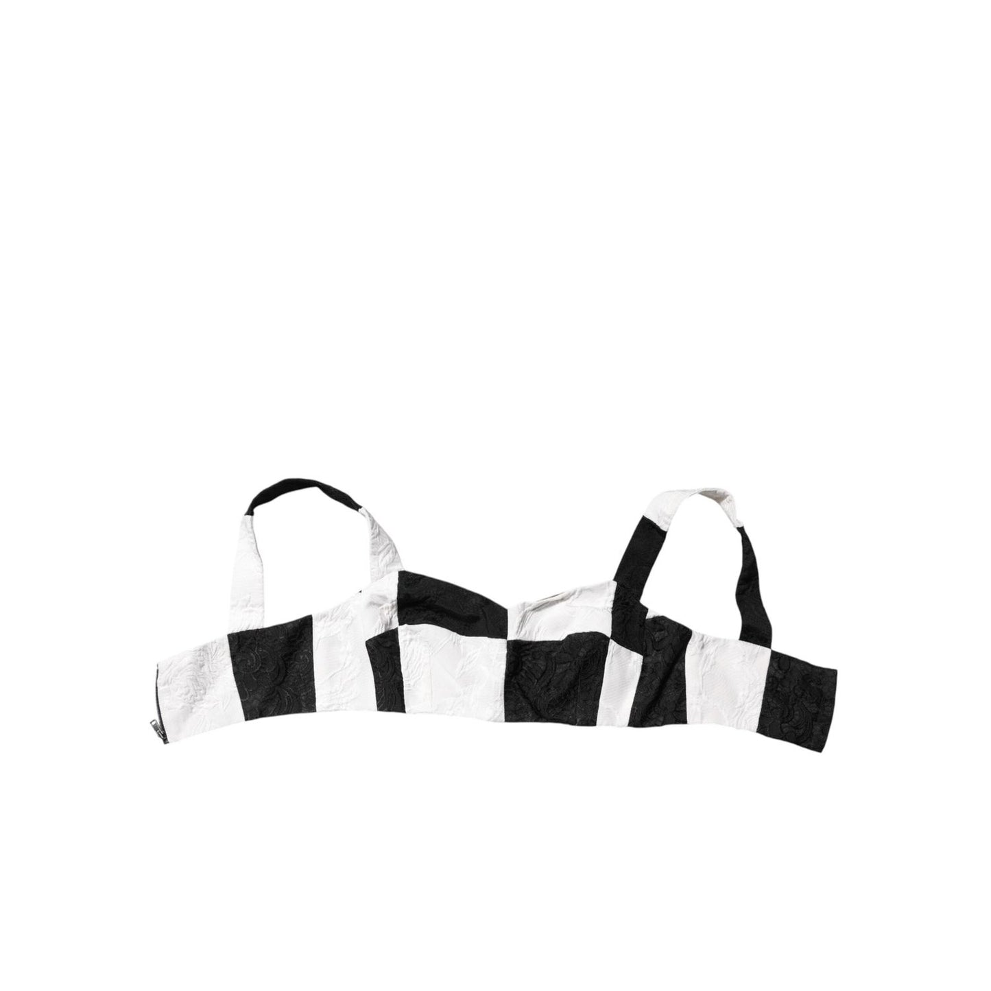 Dolce & Gabbana Black White Cropped Bustier Corset Bra Top