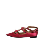 Prosperine Red Gold Studded Pointed Toe Ballet Flats Shoes