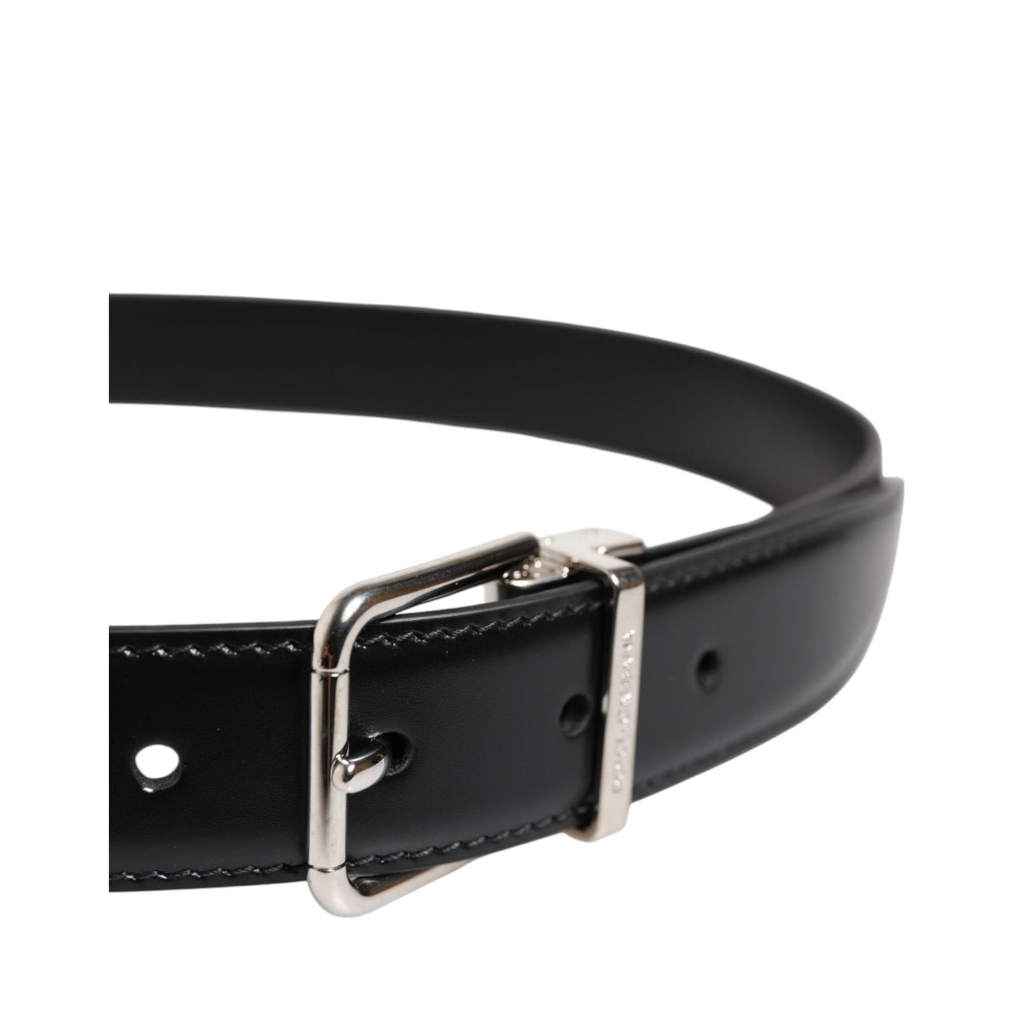 Dolce & Gabbana Black Classic Leather Metal Buckle Belt
