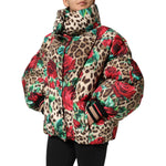 Dolce & Gabbana Multicolor Leopard Rose Puffer Quilted Jacket JKT41491-40