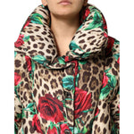 Dolce & Gabbana Multicolor Leopard Rose Puffer Quilted Jacket JKT41491-40