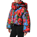 Dolce & Gabbana Multicolor Floral Hooded Puffer Coat Jacket JKT41494-44