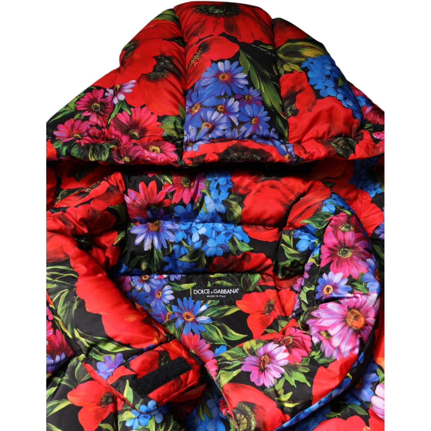 Dolce & Gabbana Multicolor Floral Hooded Puffer Coat Jacket JKT41494-44