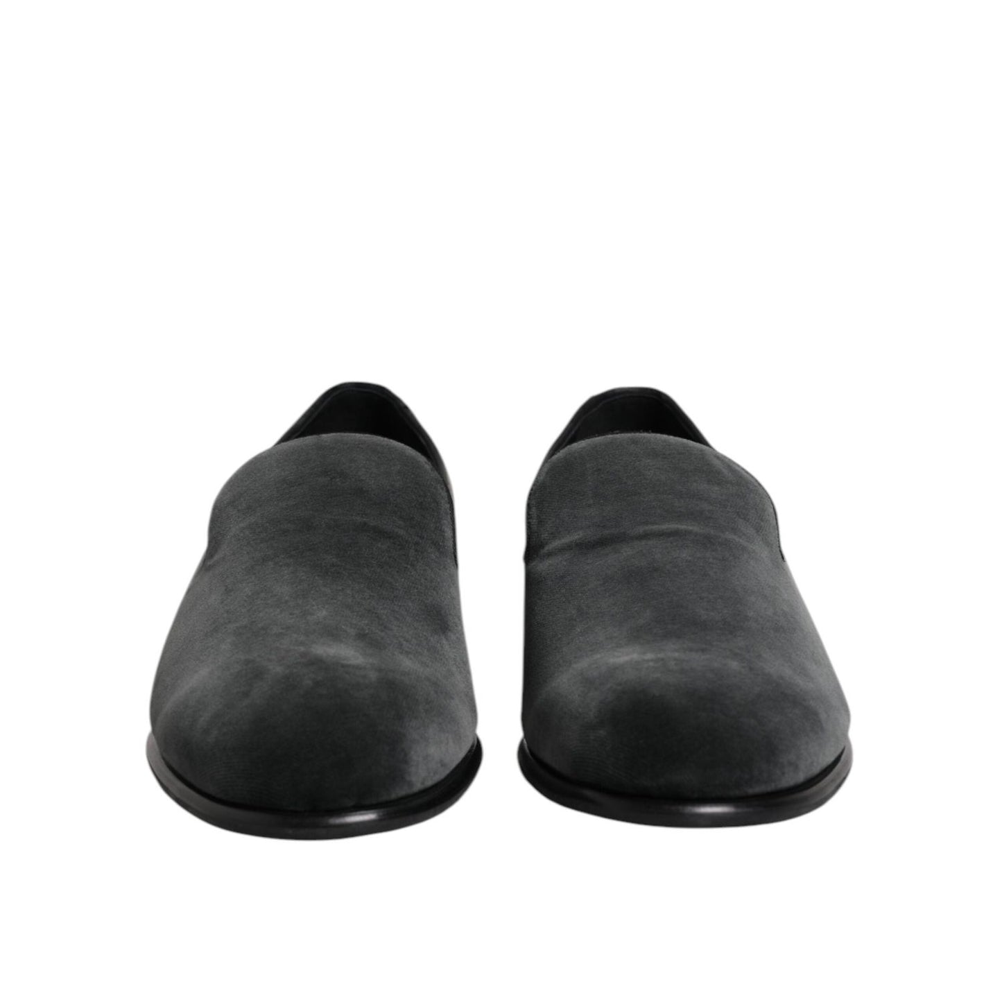 Dolce & Gabbana Black Velvet Slip On Loafers Formal Shoes