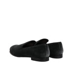 Dolce & Gabbana Black Velvet Slip On Loafers Formal Shoes