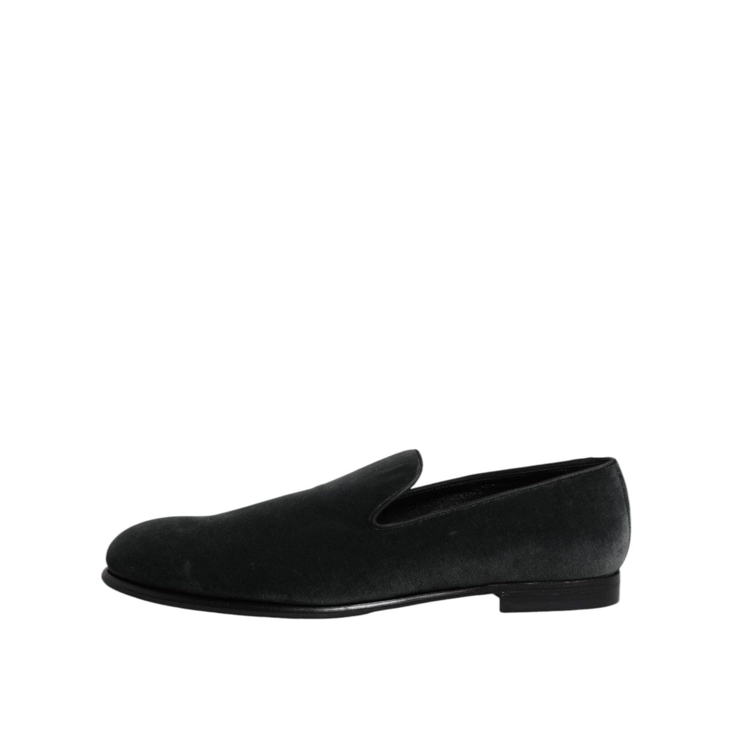 Dolce & Gabbana Black Velvet Slip On Loafers Formal Shoes