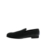 Dolce & Gabbana Black Velvet Slip On Loafers Formal Shoes