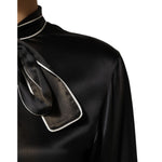 Dolce & Gabbana Black Silk Ascot Collared Button Blouse Top TSH90644-38