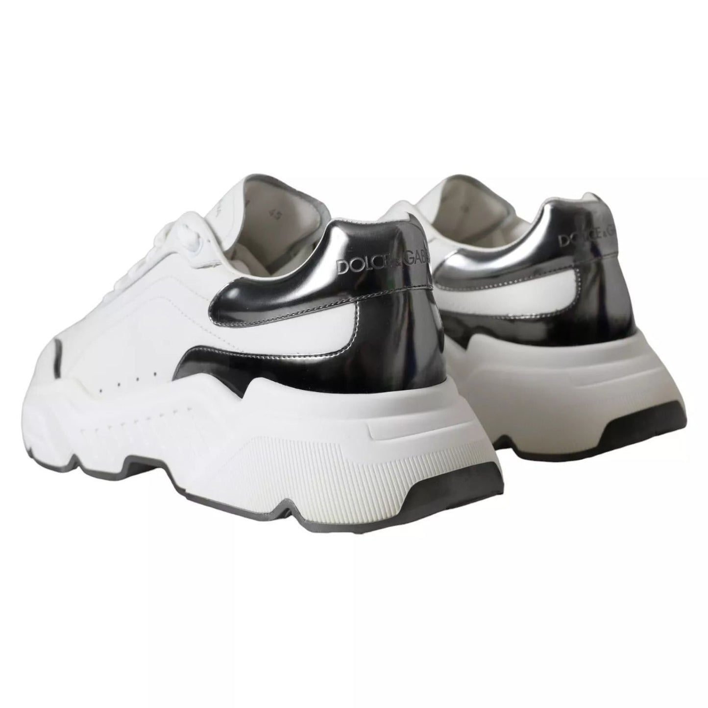 Dolce & Gabbana White Silver Leather Sport DAYMASTER Sneakers MV5692-40.5