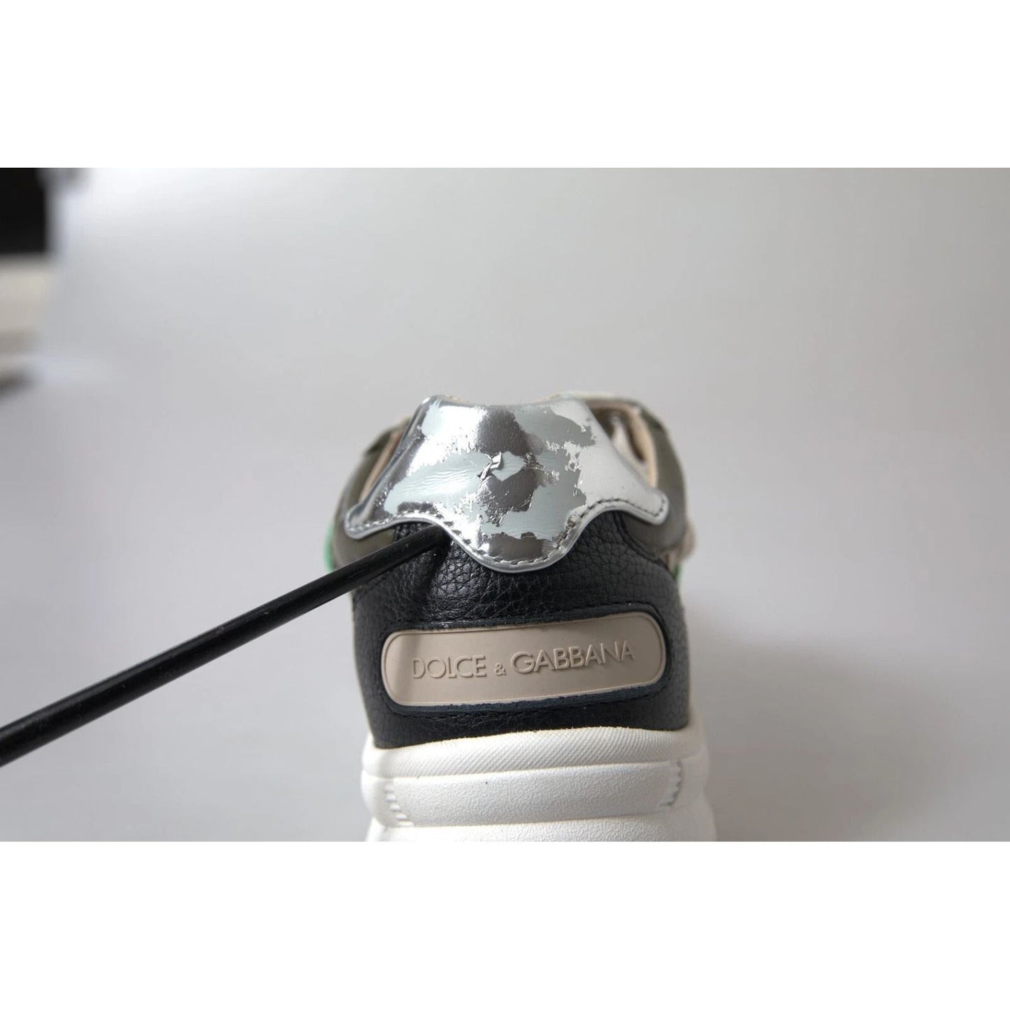 Dolce & Gabbana White Silver Leather Sport DAYMASTER Sneakers MV5692-40.5