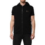 Dolce & Gabbana Black Sleeveless Hooded Logo Plaque Jacket JKT41508-56