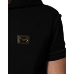 Dolce & Gabbana Black Sleeveless Hooded Logo Plaque Jacket JKT41508-56