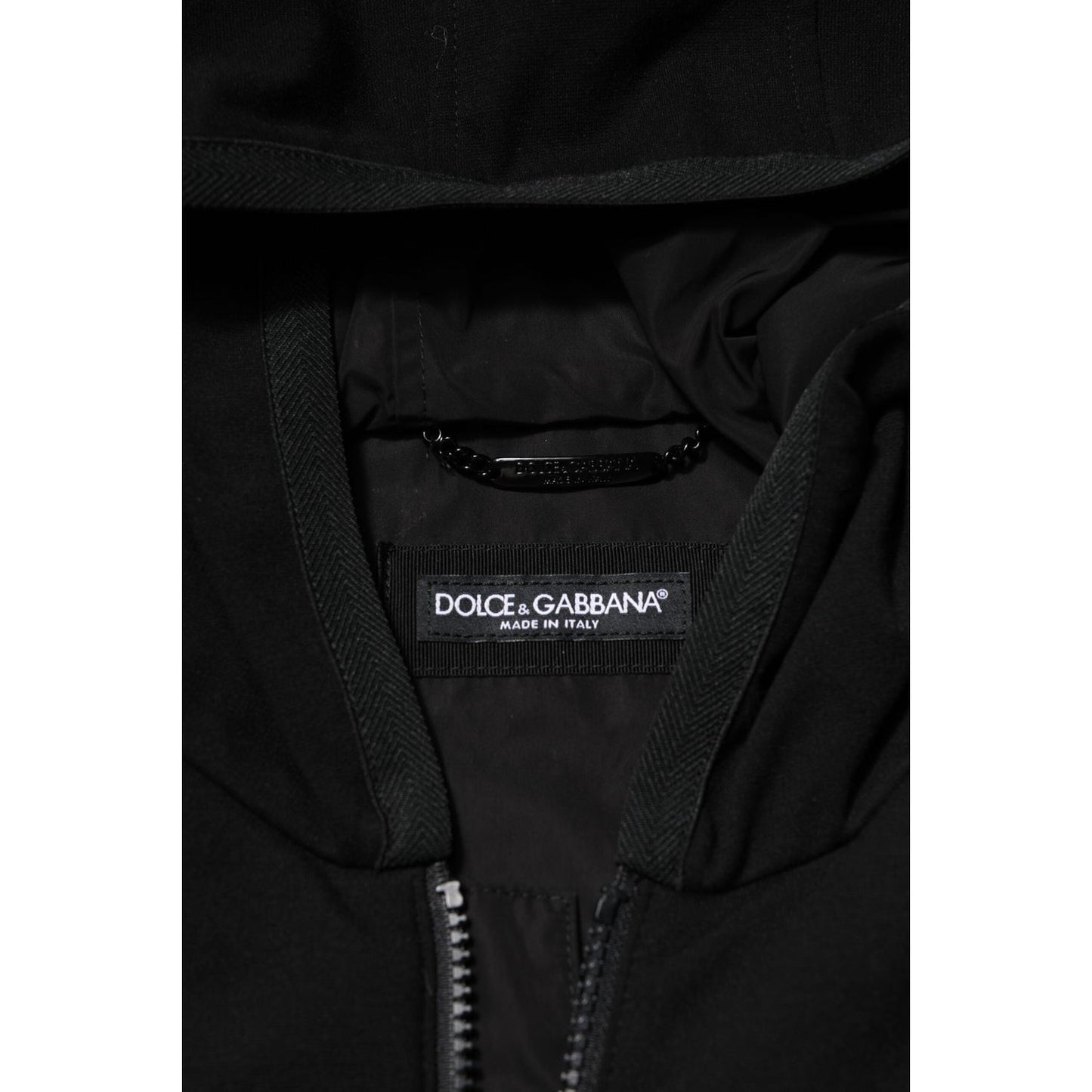 Dolce & Gabbana Black Sleeveless Hooded Logo Plaque Jacket JKT41508-56