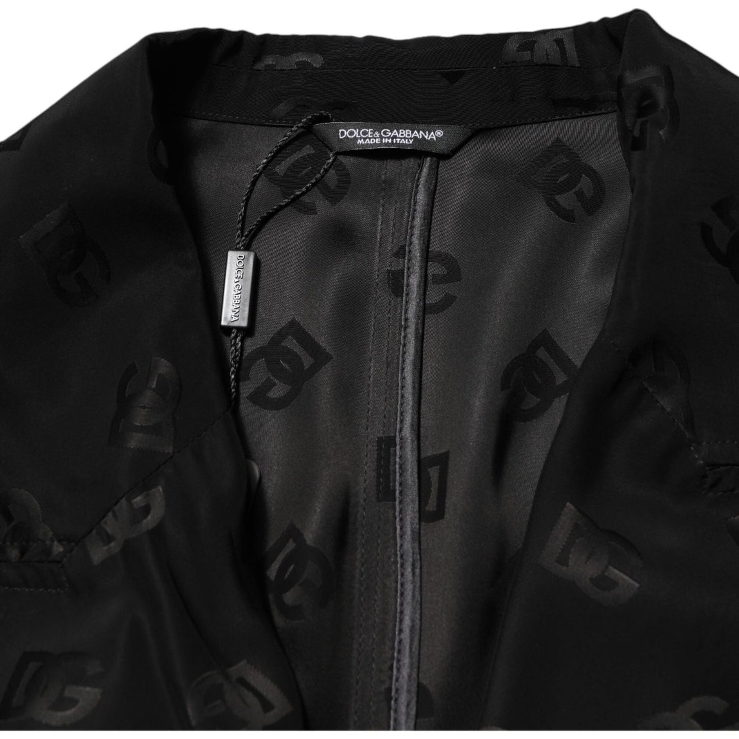 Dolce & Gabbana Black Polyester Logo Monogram Coat Jacket JKT41513-50