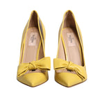 Valentino Yellow Patent Leather PVC Bow Heels Pumps Shoes