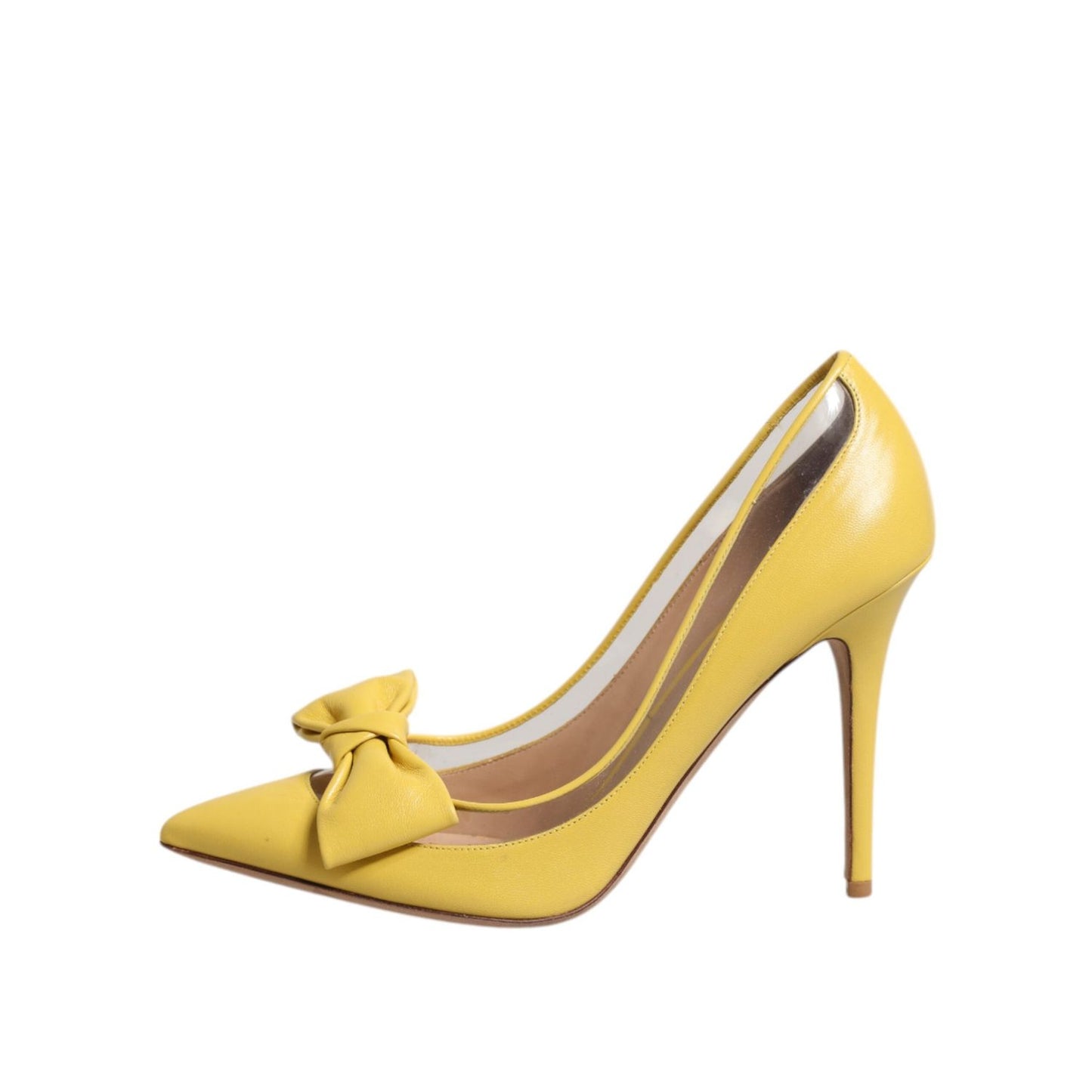 Valentino Yellow Patent Leather PVC Bow Heels Pumps Shoes