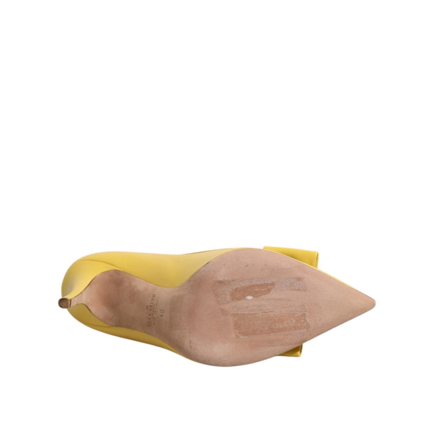 Valentino Yellow Patent Leather PVC Bow Heels Pumps Shoes