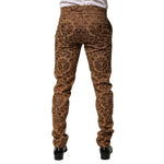 Dolce & Gabbana Brown Floral Jacquard Men Skinny Trouser Pants PAN76619-48